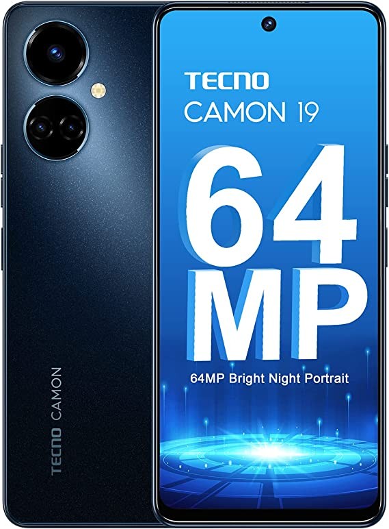 TECNO Mobile CAMON 19 Smartphone (Android, Dual SIM, 1080x2460 px FHD+ Display, 64MP Night Camera, 50MP Portrait Camera, 16MP Selfie Camera, HDR Videos, 6+128GB Memory, in 65 Minutes Loaded)