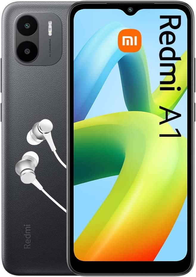 Xiaomi Redmi A1 Smartphone without Contract + Headphones (6.52 Inch HD+ Display, 32GB Memory, 2GB RAM, MediaTekHelioA22, 8MP AI Dual Camera, Dual SIM