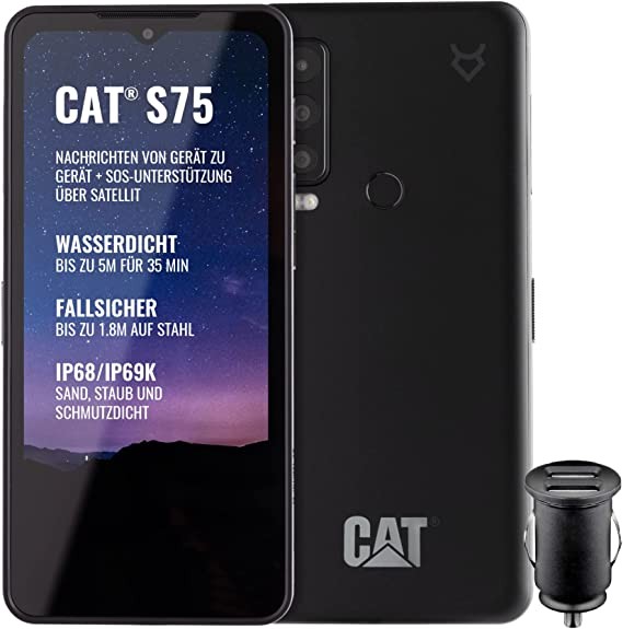 Cat S75 - Robust, 5G Smartphone with Satellite Connection (IP68 & IP69K, MIL SPEC 810H, Super Bright 6.58 Inch FHD+ 120Hz Display, 2GHz Octa Core Processor, 5000mAh Battery