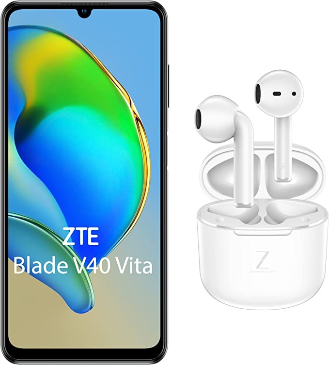 ZTE Smartphone Blade V40 vita Buds White (17.13 cm (6.75 Inch) HD+ Display, 4G LTE, 4GB RAM and 128GB Internal Memory, 48MP Main Camera and 8MP Front Camera, Dual SIM