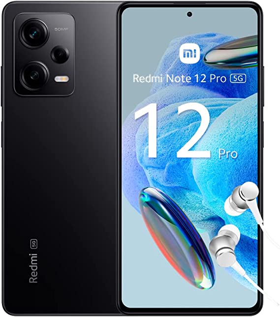 Xiaomi Redmi Note 12 Pro 5G Smartphone + Headphones, 8+128GB, Mobile Phone without Contract, 6.67 Inch FHD+ Flow AMOLED DotDisplay, 5,000 mAh, 50MP Camera, 67W Turbo Charging, Dual SIM