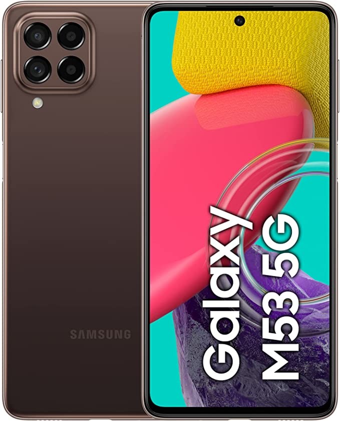 Samsung Galaxy M53 5G, Android Smartphone, 6.7 Inch Infinity-O TFT Display, 5000 mAh Battery, 6 GB RAM 128 GB Memory, Dual SIM