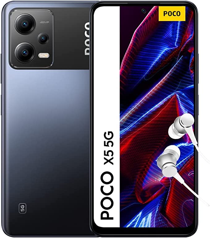 Xiaomi POCO X5 5G Smartphone + Headphones, 8 + 256 GB Mobile Phone without Contract, 6.67 Inch 120 Hz FHD + AMOLED DotDisplay, 48 MP Triple Camera, 5000 mAh, Dual SIM